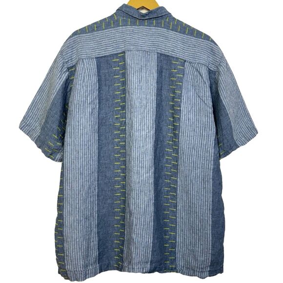 Tommy Bahama Shirt Mens XL Blue Linen Blend Short Sleeve Preppy Resort Old Money - Picture 2 of 11